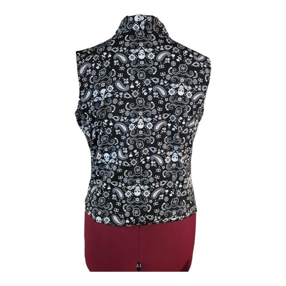 Hell bunny, bandana skull print, button-up, waist tie, sleeveless, XL, vixen - Picture 7 of 10